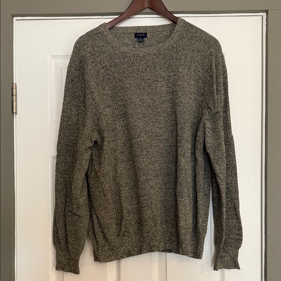 J. Crew Men's Heathered Gray Olive Crewneck Sweater - Picture 1 of 6